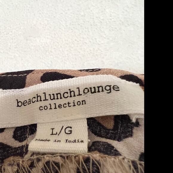 BeachLunchLounge Collection blouse short sleeve tie waist animal print top Sz L - Picture 6 of 7